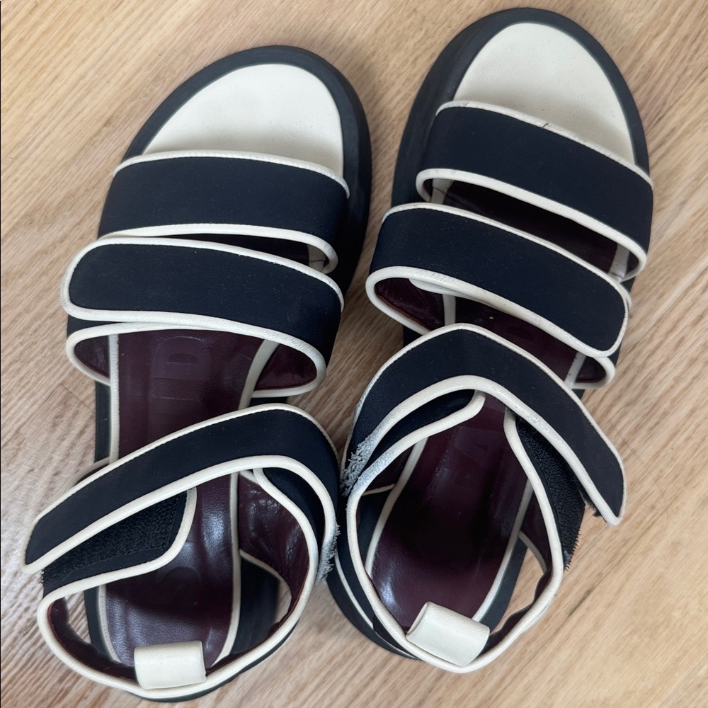 Staud Crew Sandals Black/White Neoprene  Flatform Sandals Size EU 38 /US 8